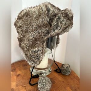 ICING made USA Faux Fur Womens One Size Ushanka Trapper Earflap HAT Ski Bomber